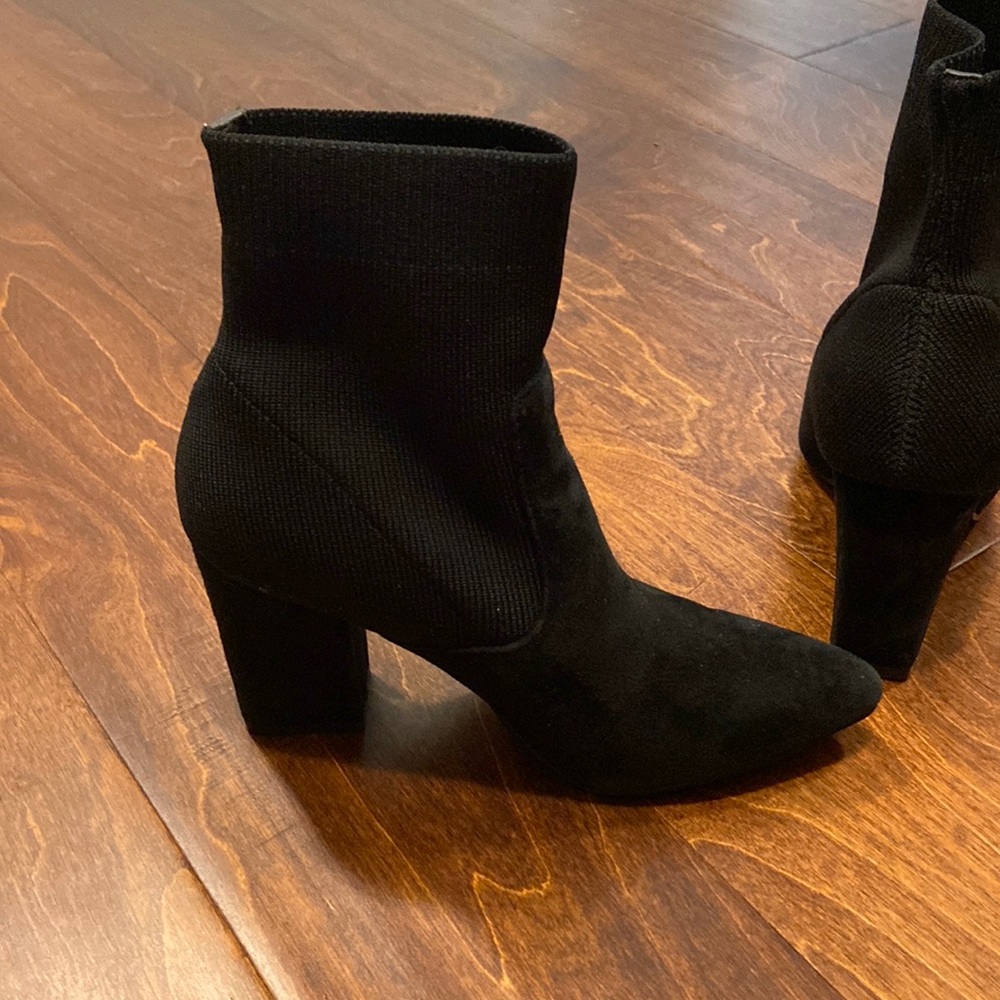 Black suede / fabric  bootie - size 5